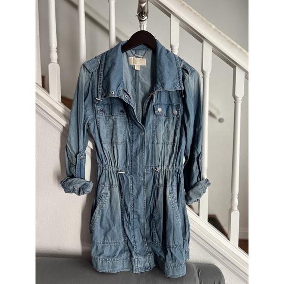 MICHAEL Michael Kors Jackets & Blazers - Michael Michael Kors Blue Denim Utility Jacket Womens Small Chambray Anorak Coat